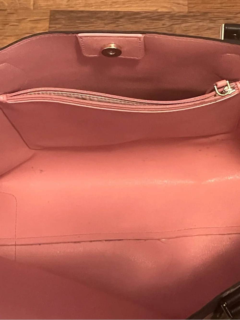kate spade black floral print tote with pink and white blooms